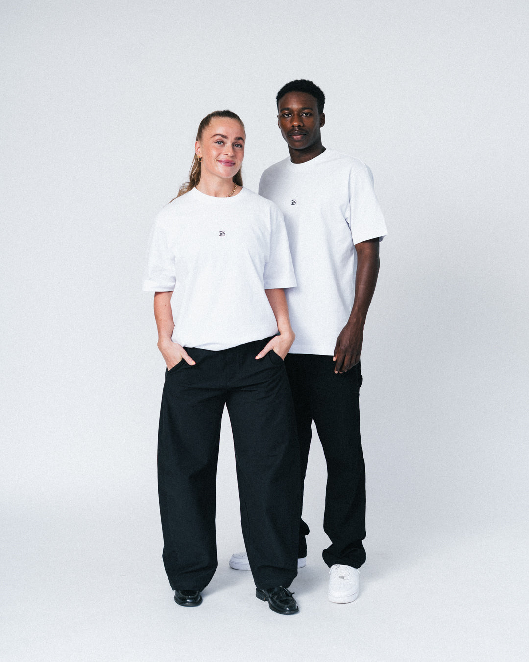 oversized heavy tee - white/dark grey